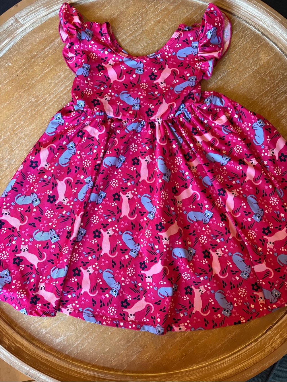 Dot Dot Smile Hot Pink Cat Print Twirl Dress